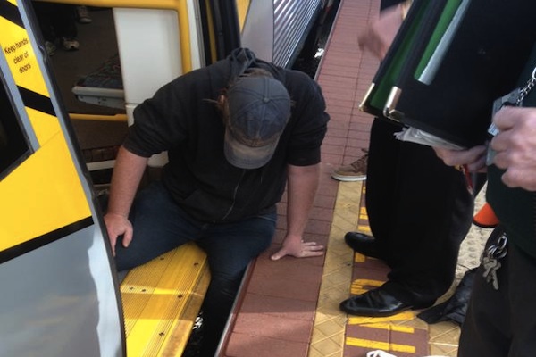 Perth man stuck in train platform