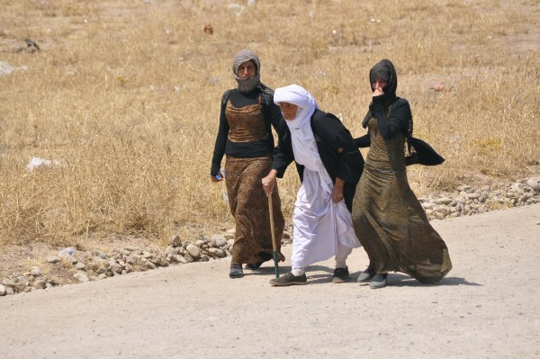 Displaced families from the minority Yazidi sect, fleeing the violence.