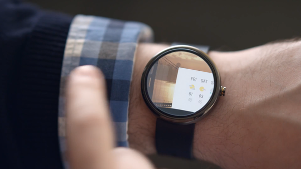 A smartwatch running on the Android Wear operating system.