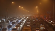 The city of Beijing covered in heavy smog