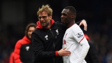 Jürgen Klopp (L) and Christian Benteke during Liverpool's win over Crystal Palace