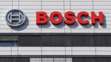 The logo of Bosch is pictured on its headquarters in Stuttgart April 18, 2013.
