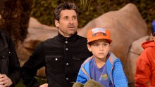 Actor Patrick Dempsey and his son attend Monster Energy Supercross Celebrity Night at Angel Stadium of Anaheim on Jan. 23, 2016 in Anaheim, California. (Photo: Michael Kovac/Getty Images for Feld Entertainment)