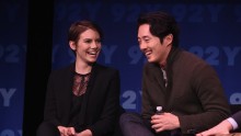 Lauren Cohan and Steven Yeun speak onstage at The Walking Dead: Screening and Conversation at the 92nd St Y on Feb. 8, 2016 in New York City. (Photo: Jamie McCarthy/Getty Images for AMC)