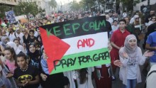 People protest against Israel's military action in Gaza during a demonstration in Valencia, July 21, 2014.
