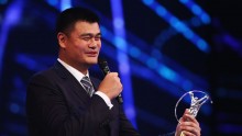 Yao Ming receiving his Laureus Spirit of Sport award in Shanghai last year