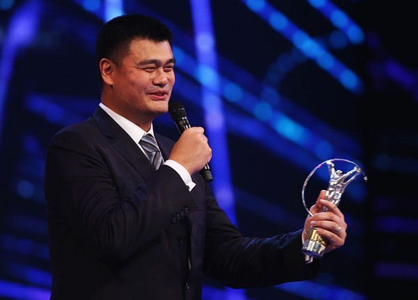 Yao Ming receiving his Laureus Spirit of Sport award in Shanghai last year