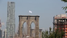 White flag atop the Brooklyn Bridge