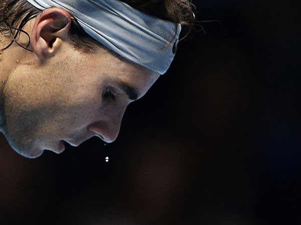 Rafael Nadal profusely sweating