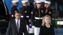 U.S. President Barack Obama and former Secretary of State Hillary Clinton