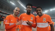 Shandong Luneng imports (from L to R) Diego Tardelli, Gil, and Jucilei