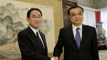 Japan Foreign Minister Fumio Kishida Meets Chinese Premiere Li Keqiang