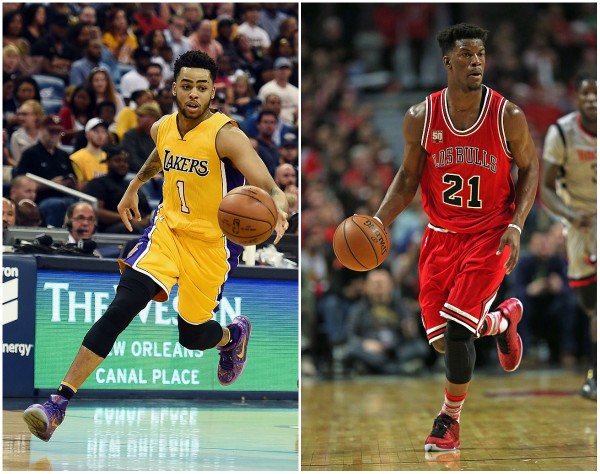 D'Angelo Russell (L) and Jimmy Butler