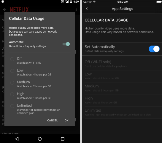 The global streaming provider Netflix just rolled out a new feature called cellular data controls.
