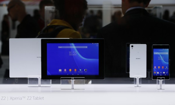 The Xperia Z2 Tablet (left) and the Xperia Z2 (right)