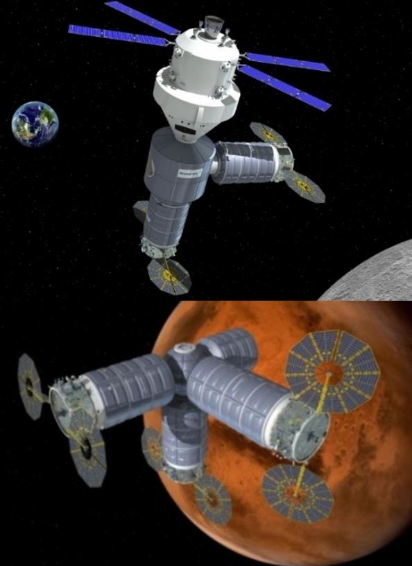 Lunar and Martian space stations