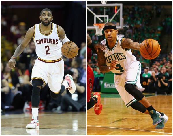Kyrie Irving (L) and Isaiah Thomas
