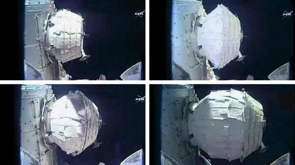The BEAM expansion took several hours today as astronaut Jeff Williams sent two dozen pulses of air into the expandable module.