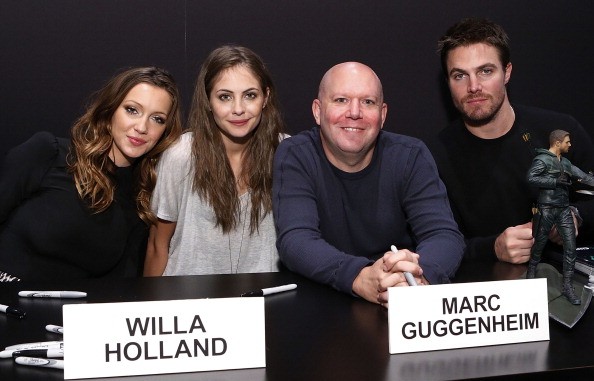 The cast of 'Arrow': Katie Cassidy, Willa Holland Marc Guggenheim and Stephen Amell.