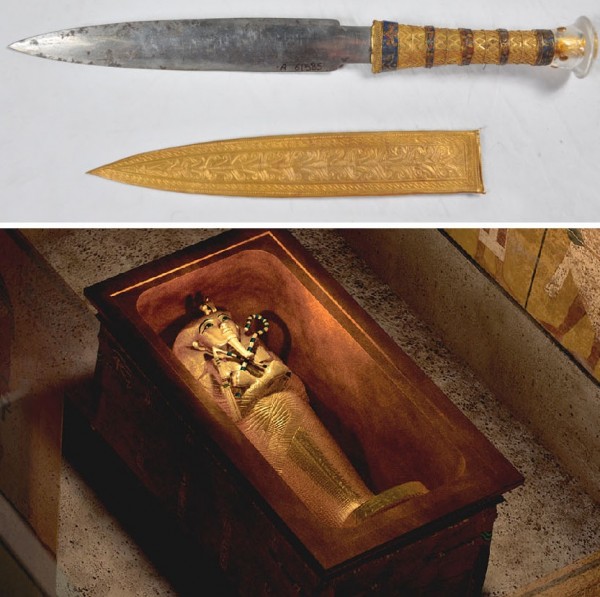 Researchers determined a high nickel and cobalt ratio in King Tut's dagger suggesting meteoric origins.