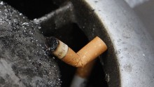 Cigarette butt in a bin