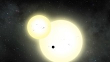 Artist's impression of the simultaneous stellar eclipse and planetary transit events on Kepler-1647.