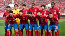 Henan Jianye players lineup before a CSL match