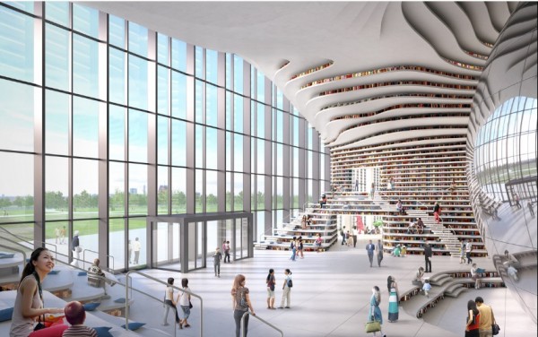 Photo of the soon-to-rise Tianjin Binhai Library. Project is expected to be finished next year.