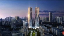 Photos of the soon to rise Zhejiang Gate Towers in Hangzhou, China.