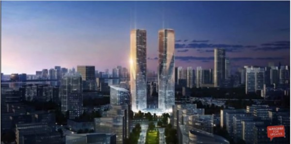 Photos of the soon to rise Zhejiang Gate Towers in Hangzhou, China.