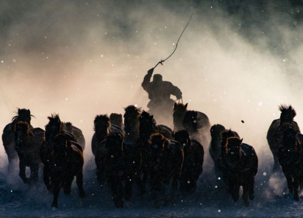 Hong Kong amateur photographer Anthony Lau's "Winter Horseman" wins the 2016 National Geographic Traveler Photo contest.