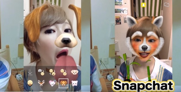 A comparison shot between Snapchat and South Korea-based Snow.
