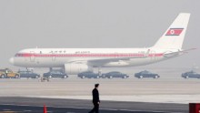 An Air Koryo plane with Premier Kim Yong II arrives at the Beijing International Airport on March 17, 2009 in Beijing, China. 