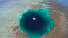 Blue Dragon Hole is 426-foot-wide submerged sinkhole lies within the disputed Paracel Islands at South China Sea.