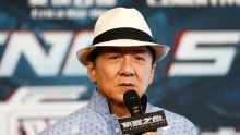 Jackie Chan speaks on stage during a press conference and photocall for Bleeding Steel at Sydney Opera House on July 28, 2016 in Sydney, Australia