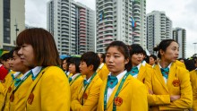 Team People's Republic of China athletes for the Rio 2016 Olympic Games attend their welcome ceremony at the Athletes village on August 3, 2016 in Rio de Janeiro, Brazil. 
