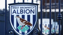 West Bromwhich Albion's club crest on the gates at The Hawthorns in West Bromwich, England.