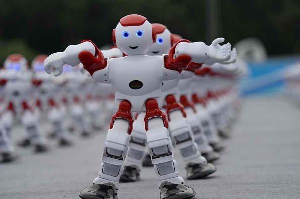 1050 robots perform dancing at the Qingdao International Beer Festival on July 30, 2016 in Qingdao, Shandong Province of China.