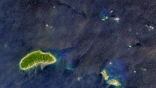 A satellite image of the Senkaku Islands located in the East of China on April 01, 2016 in Japan.
