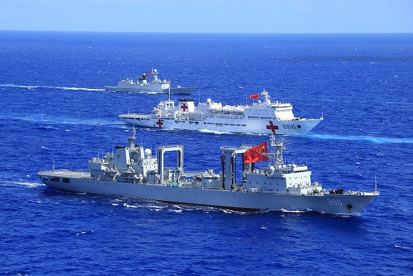 The supply ship Gaoyouhu heads to Hawaii for the 2016 Pacific Rim (RIMPAC) on June 25, 2016 in the western Pacific Ocean.