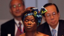 Kenya's Nobel Peace laureate Wangari Maathai attends the Tokyo International Conference on African Development IV