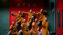 Shaolin monks pose for a photograph