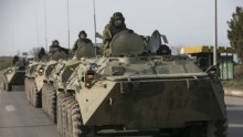 Russian tanks invading Ukraine
