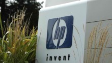 The HP logo is displayed on the entrance to the Hewlett-Packard Headquarters September 16, 2008 in Palo Alto, California.