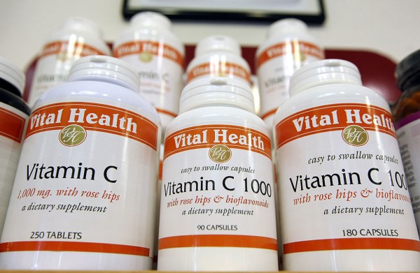 Bottles of vitamin C are displayed at Vibrant Health April 6, 2009 in San Francisco, California. 