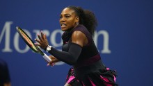  Serena Williams of the United States pursues the ball against Karolina Pliskova of the Czech Republic during her Women's Singles Semifinal Match on Day Eleven of the 2016 US Open at the USTA Billie Jean King National Tennis Center on September 8, 2016 in
