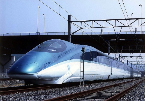 In this handout picture from East Japan Railway, prototype of the next-generation bullet train 'Fastech 360S' that aims to run at the world fastest speed for trains of 360 kph is seen at the company's rolling stock laboratory center in Rifu, Miyagi Prefec