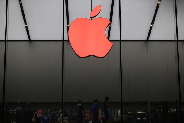  A red Apple logo is seen on the Apple store on December 1, 2015 in Hangzhou, Zhejiang Province of China. 