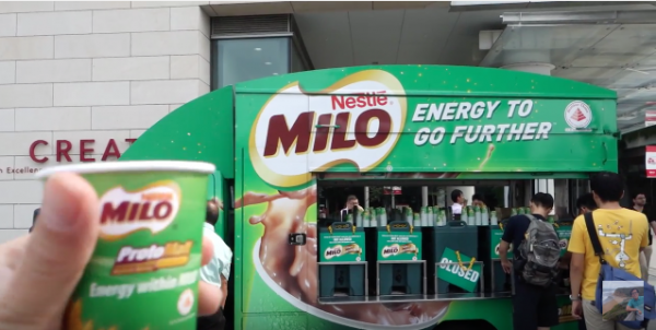 Free Milo peng for everybody on Friday at Plaza Singapura in support of 'Sing! China' finalist Nathan Hartono.