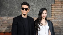  Huang Xiaoming and Angelababy attend the Givenchy Menswear Spring/Summer 2017 show as part of Paris Fashion Week on June 24, 2016 in Paris, France.